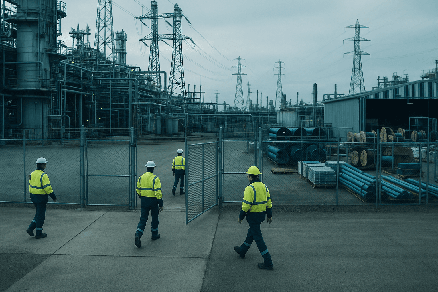 A connected industrial site with muster point, access gate and equipment store
